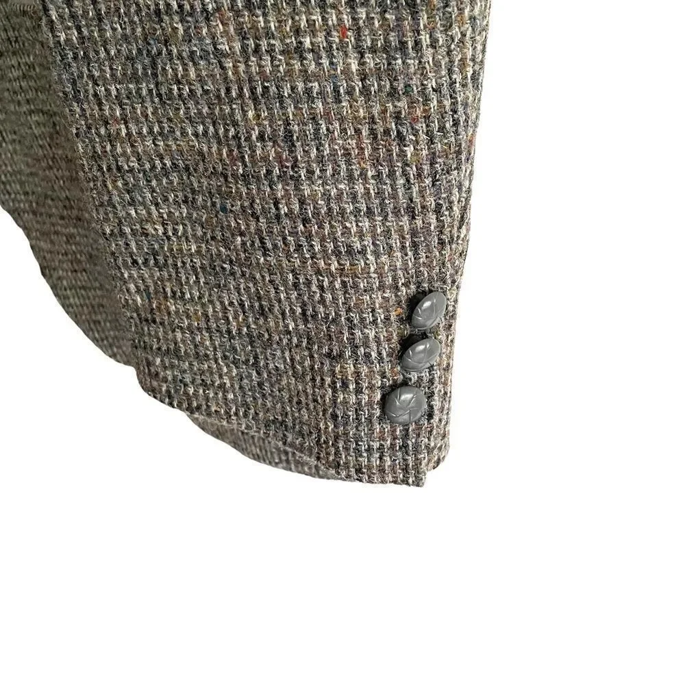 HARRIS TWEED Vintage Hand Woven Wool Blazer Grey Blue 44R - Picture 6 of 9